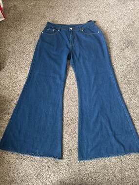 Stylewe High Waisted Raw Hem Wide Leg Flare Jeans